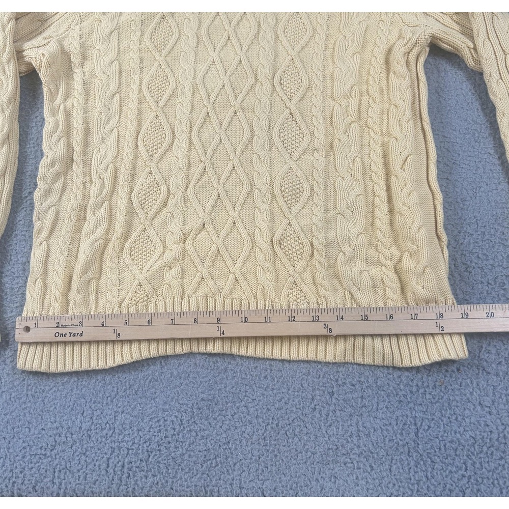 Jeanne Pierre Sweater Womens XL White Cable Diamond Knit Cowl Neck Pullover - Picture 14 of 15